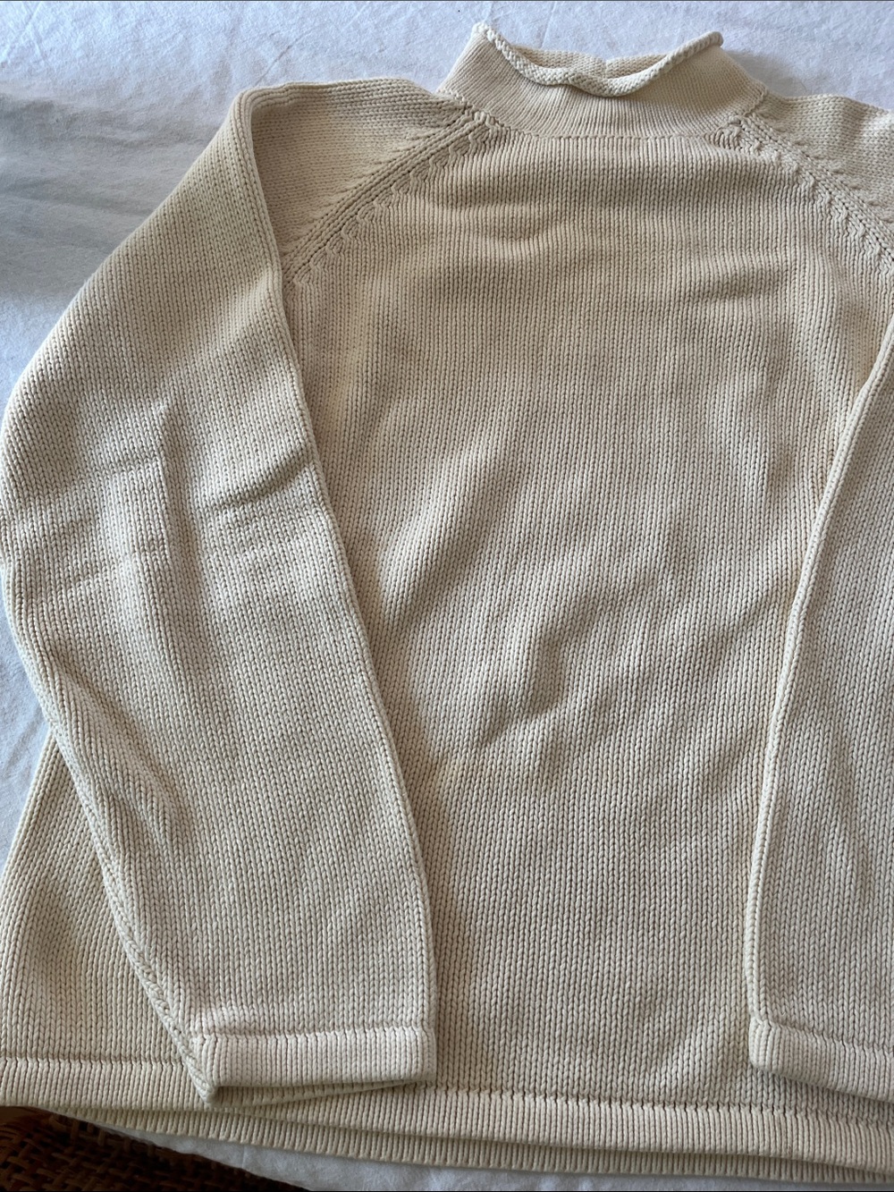 J Crew Cotton Mock Neck Sweater Cream Sz XL - Picture 5 of 6